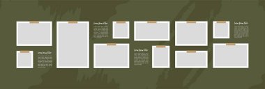 Resim veya fotoğraf çerçevesi kolaj düzeni soyut fotoğraf çerçeveleri ve dijital fotoğraf duvarı şablonu