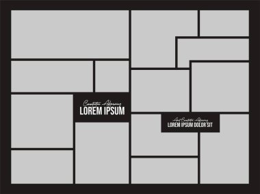 Resim veya fotoğraf çerçevesi kolaj düzeni soyut fotoğraf çerçeveleri ve dijital fotoğraf duvarı şablonu