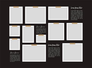 Resim veya fotoğraf çerçevesi kolaj düzeni soyut fotoğraf çerçeveleri ve dijital fotoğraf duvarı şablonu