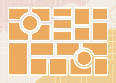 Resim ya da fotoğraf çerçeveli kolaj. çizgi roman sayfası ızgara düzeni soyut fotoğraf çerçeveleri ve dijital fotoğraf duvarı şablonu