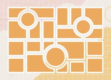 Resim ya da fotoğraf çerçeveli kolaj. çizgi roman sayfası ızgara düzeni soyut fotoğraf çerçeveleri ve dijital fotoğraf duvarı şablonu