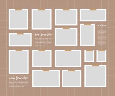 Resim veya fotoğraf çerçevesi kolaj düzeni soyut fotoğraf çerçeveleri ve dijital fotoğraf duvarı şablonu