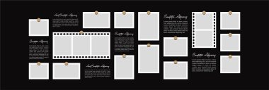 Resim veya fotoğraf çerçevesi kolaj düzeni soyut fotoğraf çerçeveleri ve dijital fotoğraf duvarı şablonu