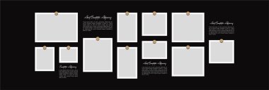 Resim veya fotoğraf çerçevesi kolaj düzeni soyut fotoğraf çerçeveleri ve dijital fotoğraf duvarı şablonu