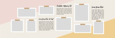 Resim ya da fotoğraf çerçeveli kolaj. çizgi roman sayfası ızgara düzeni soyut fotoğraf çerçeveleri ve dijital fotoğraf duvarı şablonu