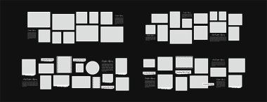 Resim veya fotoğraf çerçevesi kolaj düzeni soyut fotoğraf çerçeveleri ve dijital fotoğraf duvarı şablonu