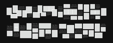 Resim veya fotoğraf çerçevesi kolaj düzeni soyut fotoğraf çerçeveleri ve dijital fotoğraf duvarı şablonu