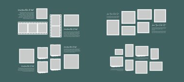 Resim veya fotoğraf çerçevesi kolaj düzeni soyut fotoğraf çerçeveleri ve dijital fotoğraf duvarı şablonu