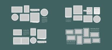 Resim veya fotoğraf çerçevesi kolaj düzeni soyut fotoğraf çerçeveleri ve dijital fotoğraf duvarı şablonu