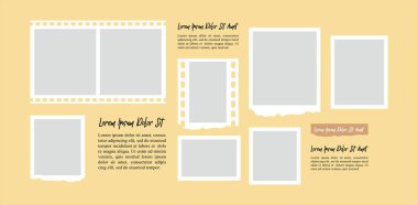 Resim ya da fotoğraf çerçeveli kolaj. çizgi roman sayfası ızgara düzeni soyut fotoğraf çerçeveleri ve dijital fotoğraf duvarı şablonu