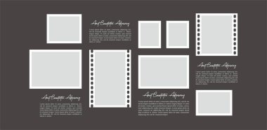 Resim ya da fotoğraf çerçeveli kolaj. çizgi roman sayfası ızgara düzeni soyut fotoğraf çerçeveleri ve dijital fotoğraf duvarı şablonu