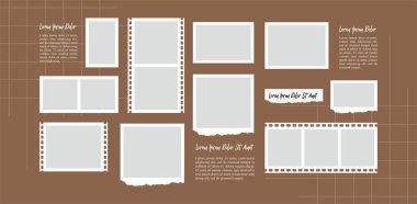 Resim ya da fotoğraf çerçeveli kolaj. çizgi roman sayfası ızgara düzeni soyut fotoğraf çerçeveleri ve dijital fotoğraf duvarı şablonu