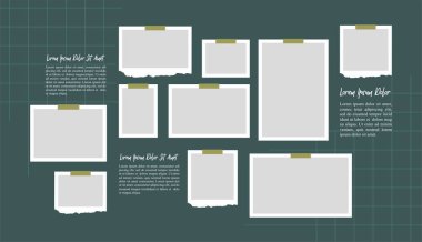 Resim ya da fotoğraf çerçeveli kolaj. çizgi roman sayfası ızgara düzeni soyut fotoğraf çerçeveleri ve dijital fotoğraf duvarı şablonu