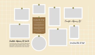 Resim ya da fotoğraf çerçeveli kolaj. çizgi roman sayfası ızgara düzeni soyut fotoğraf çerçeveleri ve dijital fotoğraf duvarı şablonu