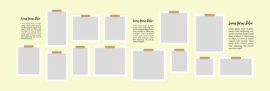 Resim ya da fotoğraf çerçeveli kolaj. çizgi roman sayfası ızgara düzeni soyut fotoğraf çerçeveleri ve dijital fotoğraf duvarı şablonu