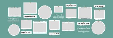 Resim ya da fotoğraf çerçeveli kolaj. çizgi roman sayfası ızgara düzeni soyut fotoğraf çerçeveleri ve dijital fotoğraf duvarı şablonu