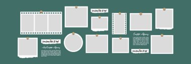 Resim ya da fotoğraf çerçeveli kolaj. çizgi roman sayfası ızgara düzeni soyut fotoğraf çerçeveleri ve dijital fotoğraf duvarı şablonu