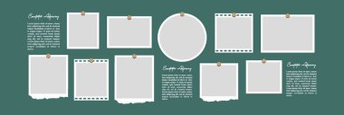 Resim ya da fotoğraf çerçeveli kolaj. çizgi roman sayfası ızgara düzeni soyut fotoğraf çerçeveleri ve dijital fotoğraf duvarı şablonu