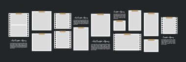 Resim ya da fotoğraf çerçeveli kolaj. çizgi roman sayfası ızgara düzeni soyut fotoğraf çerçeveleri ve dijital fotoğraf duvarı şablonu