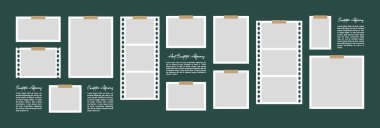 Resim ya da fotoğraf çerçeveli kolaj. çizgi roman sayfası ızgara düzeni soyut fotoğraf çerçeveleri ve dijital fotoğraf duvarı şablonu