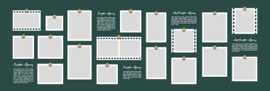 Resim ya da fotoğraf çerçeveli kolaj. çizgi roman sayfası ızgara düzeni soyut fotoğraf çerçeveleri ve dijital fotoğraf duvarı şablonu