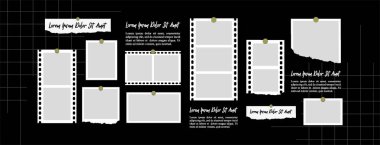 Resim ya da fotoğraf çerçeveli kolaj. çizgi roman sayfası ızgara düzeni soyut fotoğraf çerçeveleri ve dijital fotoğraf duvarı şablonu