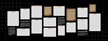 Resim ya da fotoğraf çerçeveli kolaj. çizgi roman sayfası ızgara düzeni soyut fotoğraf çerçeveleri ve dijital fotoğraf duvarı şablonu