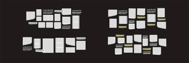 Resim ya da fotoğraf çerçeveli kolaj. çizgi roman sayfası ızgara düzeni soyut fotoğraf çerçeveleri ve dijital fotoğraf duvarı şablonu