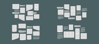 Resim ya da fotoğraf çerçeveli kolaj. çizgi roman sayfası ızgara düzeni soyut fotoğraf çerçeveleri ve dijital fotoğraf duvarı şablonu