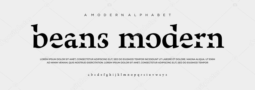 Font alphabet. Minimal modern urban fonts for logo, brand etc. Typography typeface uppercase lowercase and number. vector illustration