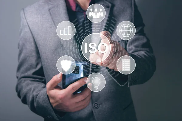 Iso Icons Virtual Screen Man Tapping Screen — Stock Photo, Image