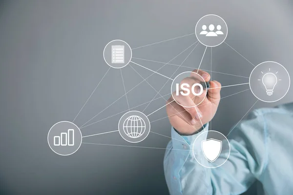 Iso Icons Virtual Screen Man Tapping Screen — Stock Photo, Image