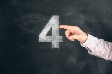 İnternetten dört resim çizdim. Ekranda tıklayan adam