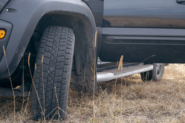 stock image Car stands on a dirt road during the day