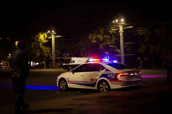 Policía Coche Compañía Noche —  Fotos de Stock