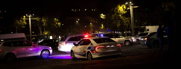 Gece Polis Şirket Arabası — Stok fotoğraf