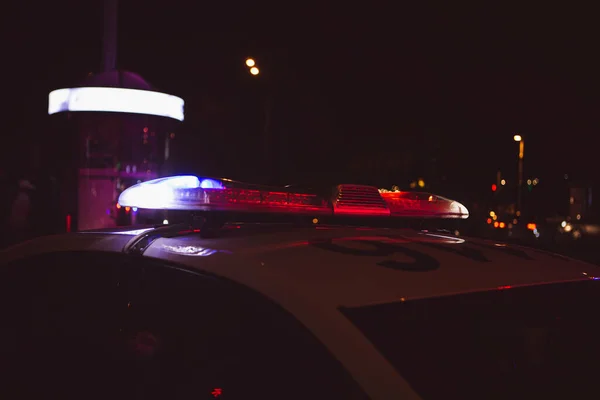 Policía Coches Pie Ciudad Noche — Foto de Stock