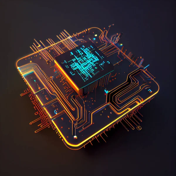 Abstract circuit cyberspace design created with Generative Ai technology