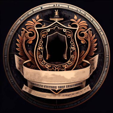 Black emblem with abstract logo. Generative AI