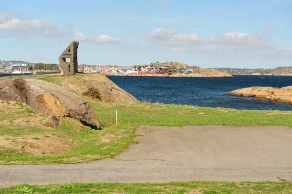 stock image Stavern harbor on a clear late summer day. Horizontal photo with copy space.