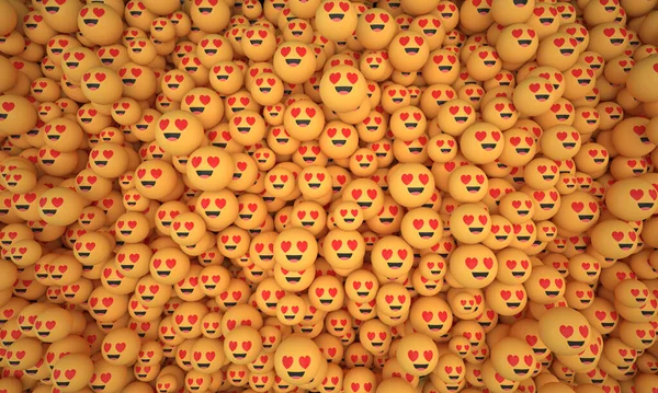 Social media heart eye reaction icons on 3d balls.