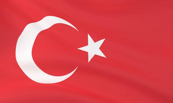 Çok yüksek kumaş detaylı 3D rüzgarda Türk bayrağı.