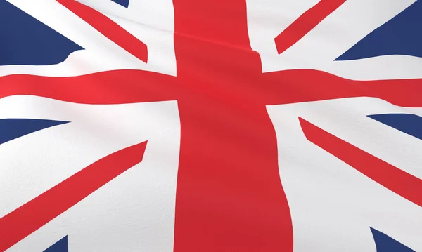 Very High Fabric Detailed Rendering British Flag Waving Wind Image En Vente