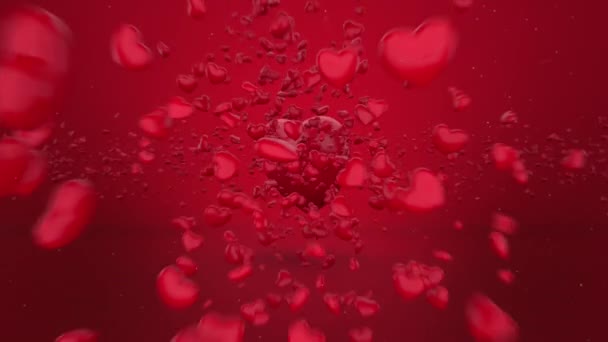 Motion Graphics Features Flying Tiny Hearts Stylishly Reveal Big Heart — ストック動画