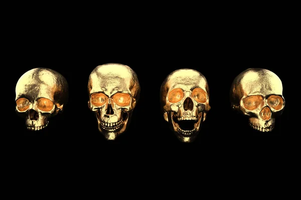 3d Render Golden skull set