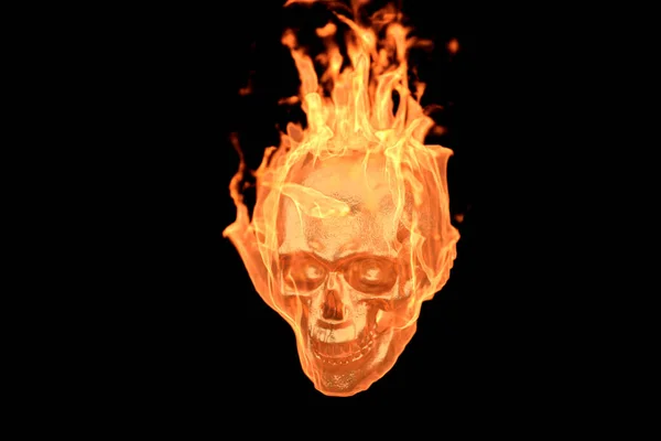 3D黑暗背景下的渲染灼伤骷髅 — 图库照片