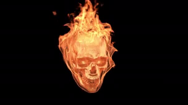 Render Burning Gold Skull Alpha Transparent Channel Background Easy Drag — Stock Video