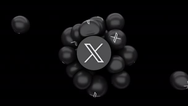 3D黑暗背景下的软体Twitter X标志动画 — 图库视频影像