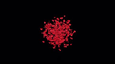 Kalpler daha büyük bir kalp şekli yaratır ve şeffaf bir alfa kanalında kameraya doğru patlar. Kolay sürüklenme ve bırakma için.!