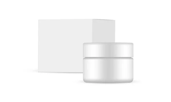 Kosmetikdose Und Quadratische Verpackungsbox Attrappe Isoliert Auf Weißem Hintergrund Vektorillustration — Stockvektor